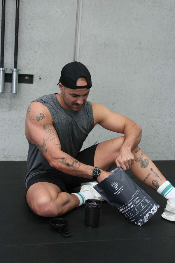 Coconut flavoured vegan protein powder made with faba beans grown in Australia.